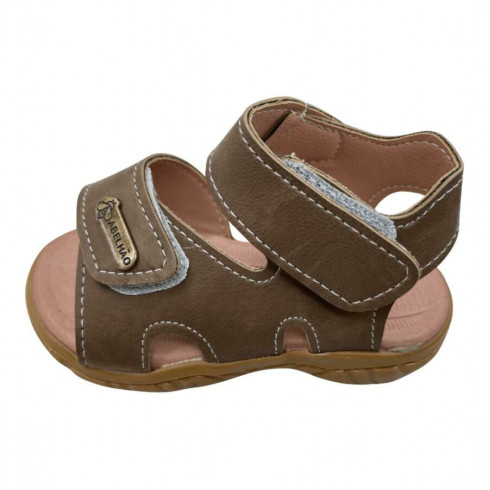 Sandália Para Bebe Com Velcro Marrom