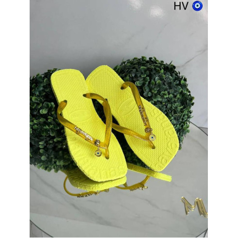 Chinelo Feminino Adulto Olho Grego Amarela