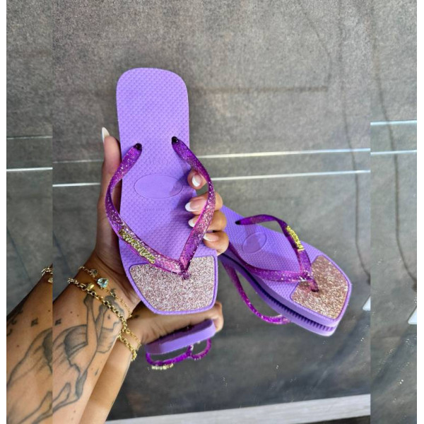 Chinelo Glitter Feminino Lilás
