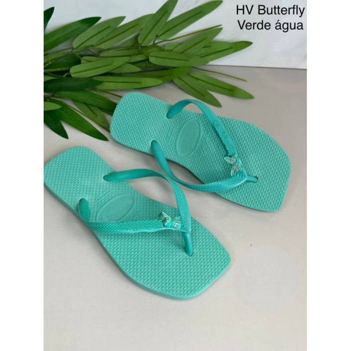 Kit Chinelo Butterfly Feminino Slim Verde Água