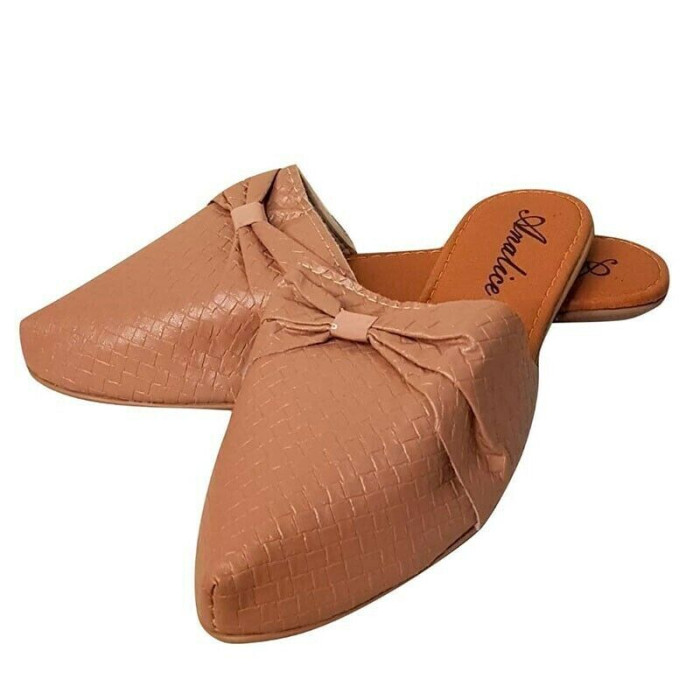 Mule Feminino Laço Grande Bege