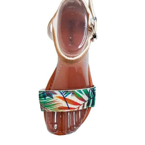Rasteirinha Fechada Estampada Com Marrom