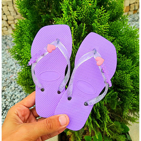 Chinelo Infantil Feminino Coração Lilás