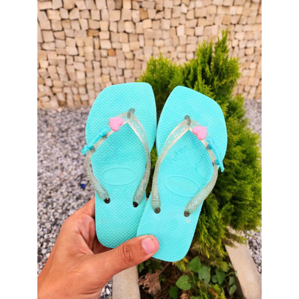 Chinelo Infantil Feminino Coração Verde