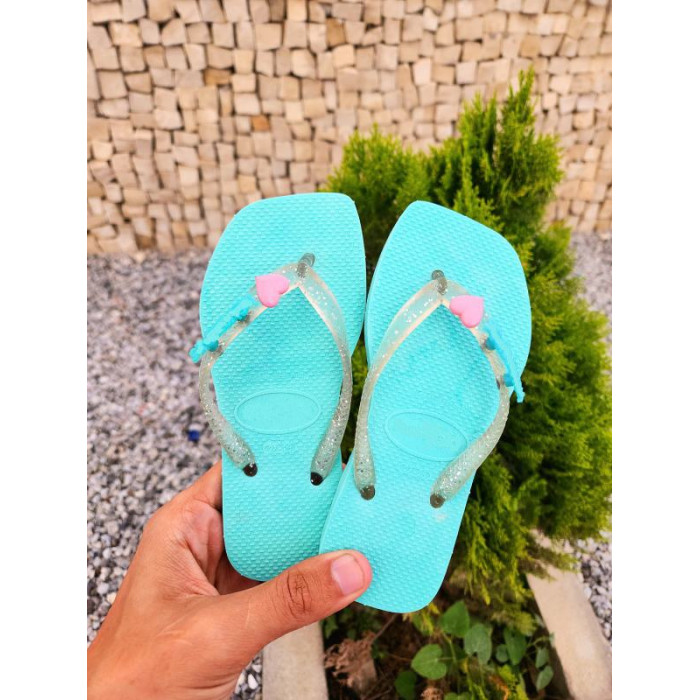 Chinelo Infantil Feminino Coração Verde