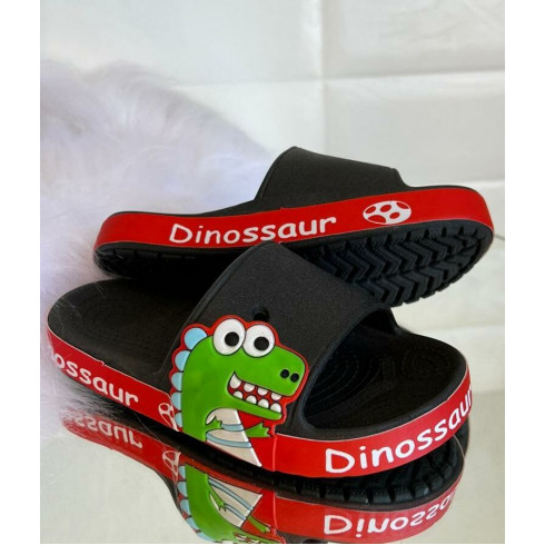 Chinelo Infantil Dino Preto Vermelho