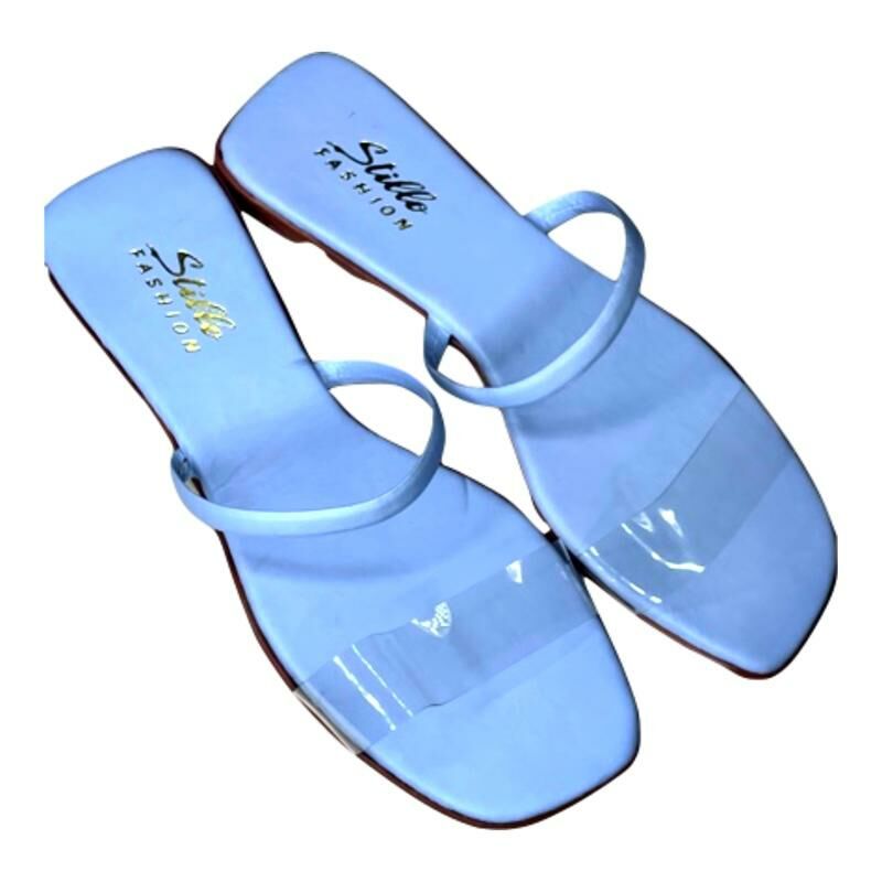 Rasteirinha Feminina Tira Transparente Azul