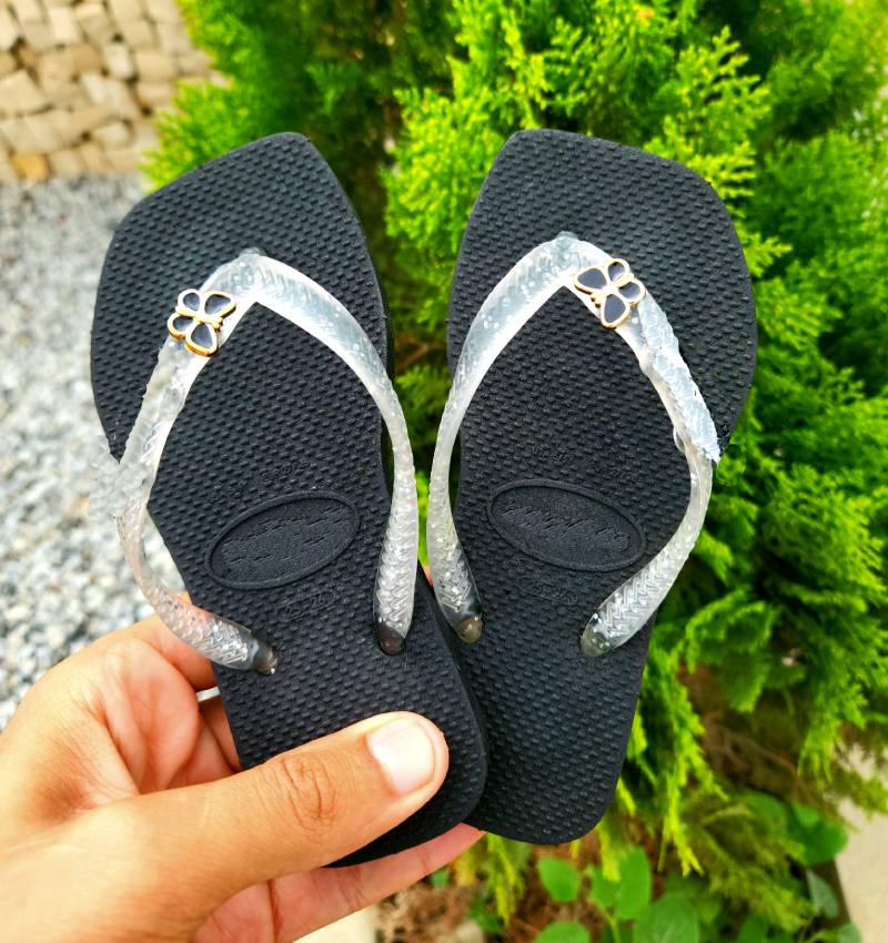 Chinelo Infantil Feminino Borboleta Preta