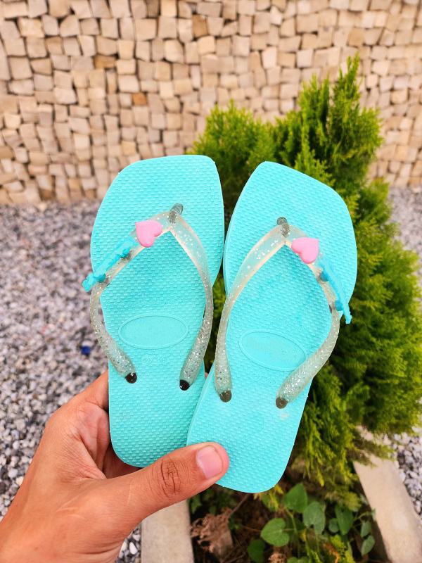 Chinelo Infantil Feminino Coração Verde