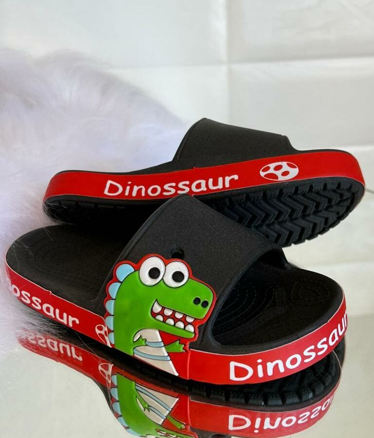Chinelo Infantil Dino Preto Vermelho